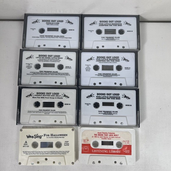 8 Audiobook Cassette Tapes Books out loud trumpet‎ club mixed lot C8B - Picture 1 of 6